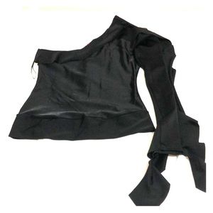 Forplay Catalog | Black One Shoulder Long Blouse